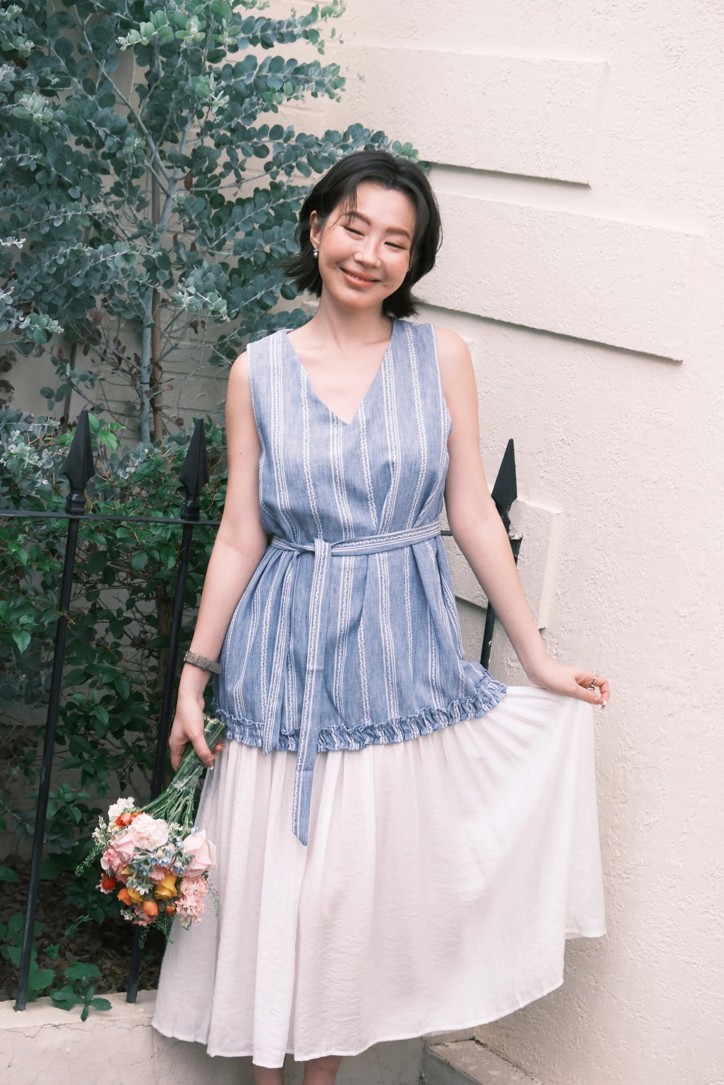 Émilie Layered Dress in Dark Blue