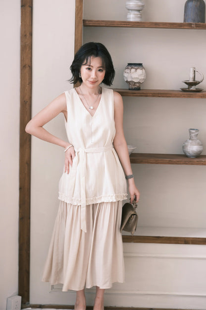 Émilie Layered Dress in Cream
