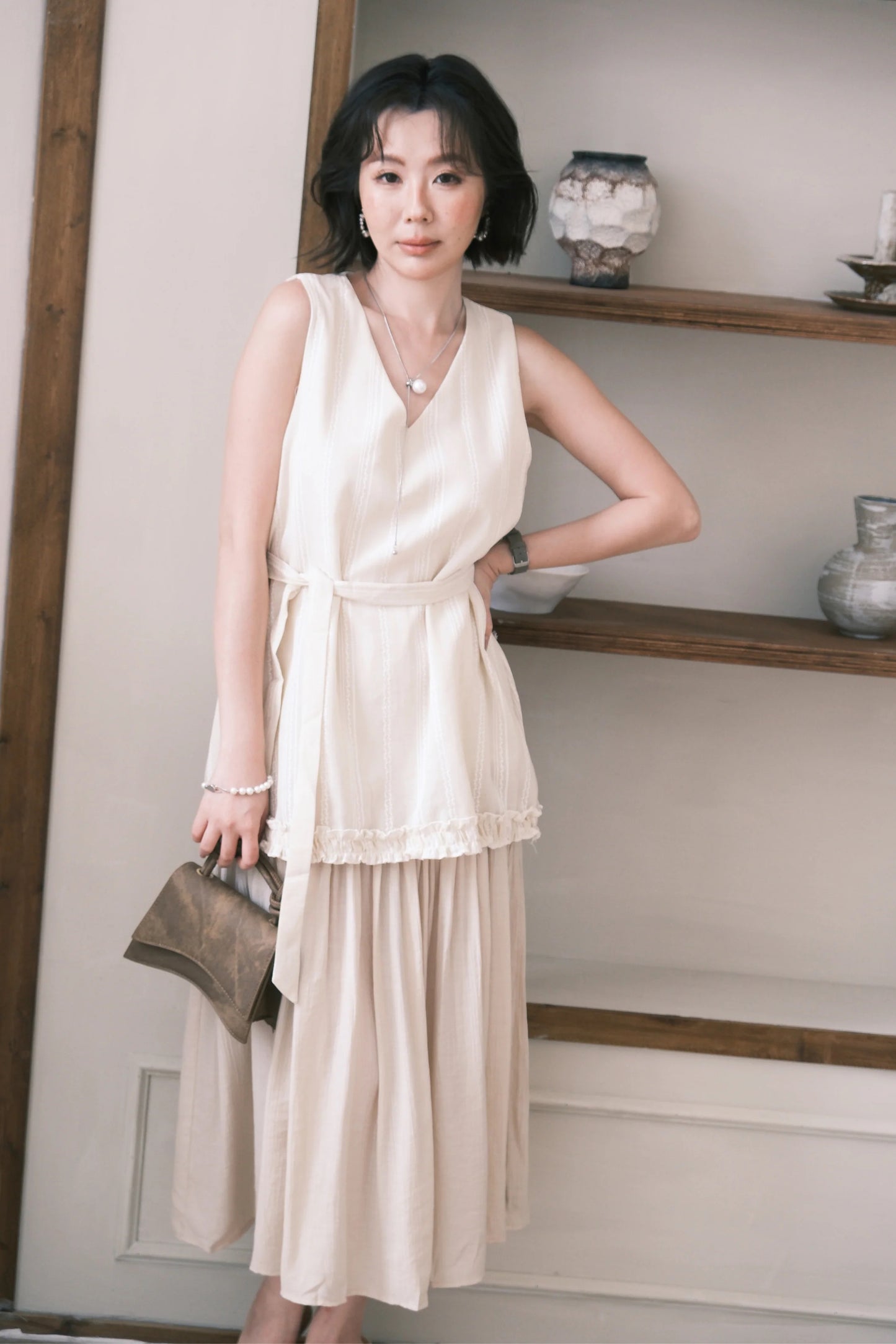 Émilie Layered Dress in Cream