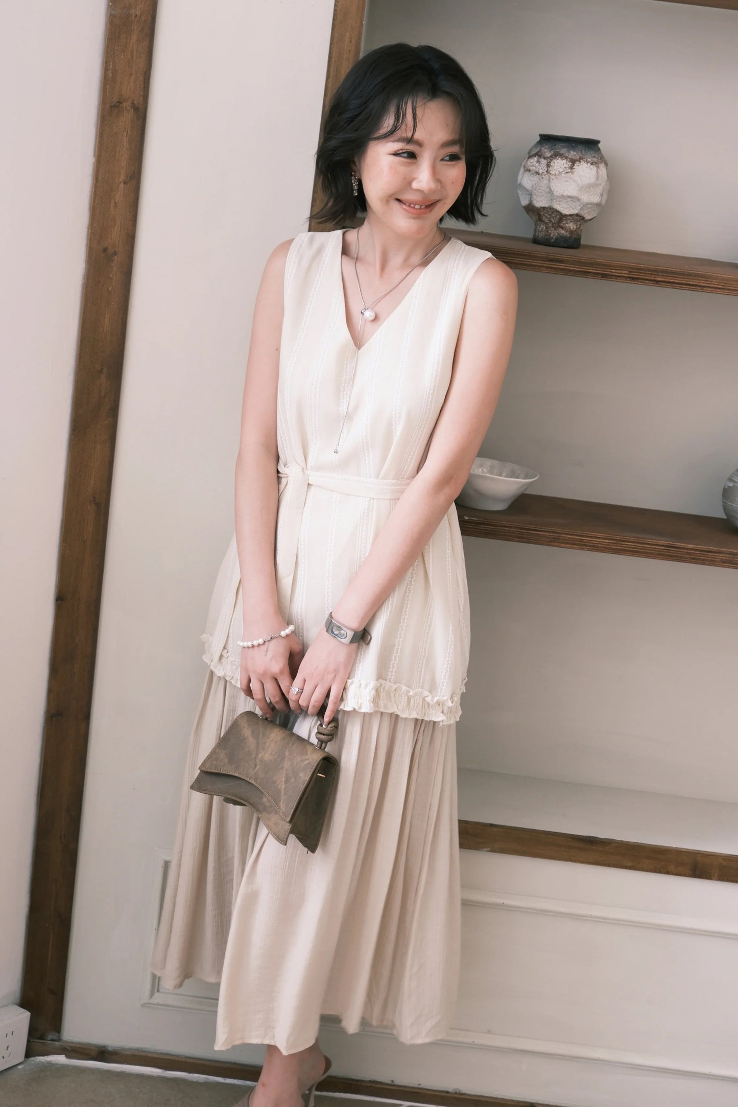 Émilie Layered Dress in Cream