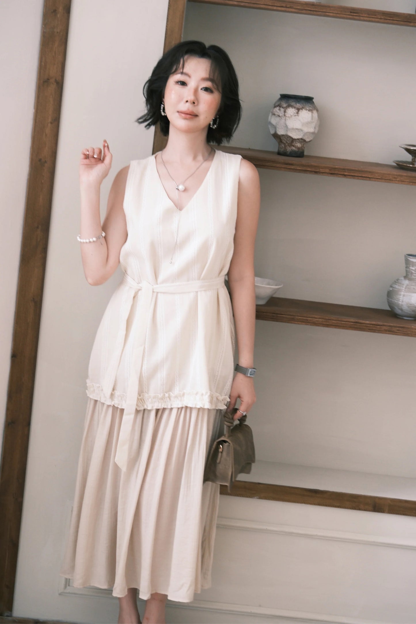 Émilie Layered Dress in Cream