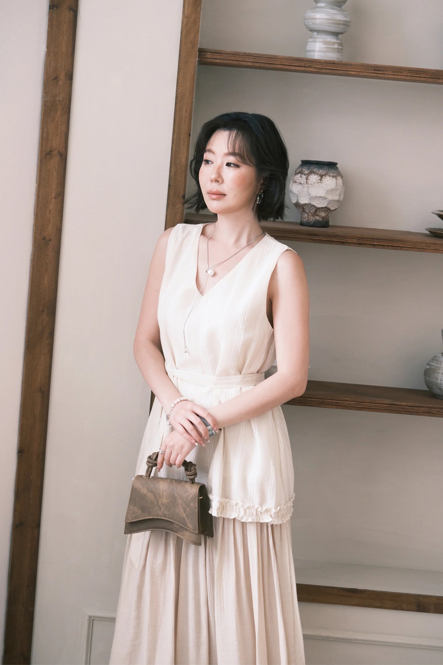 Émilie Layered Dress in Cream