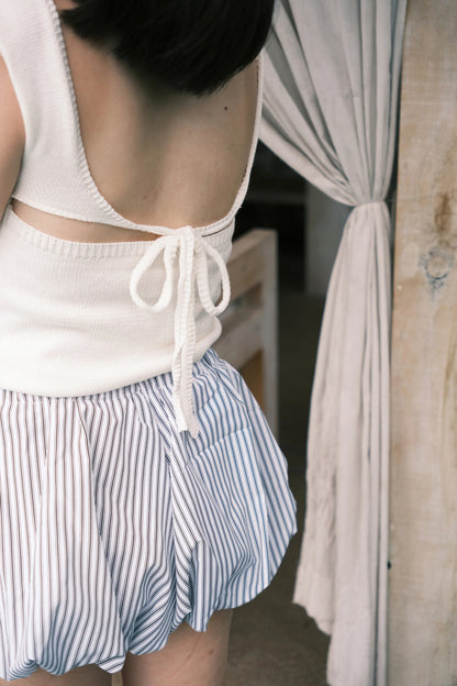 Zélie Striped Balloon Shorts in Black
